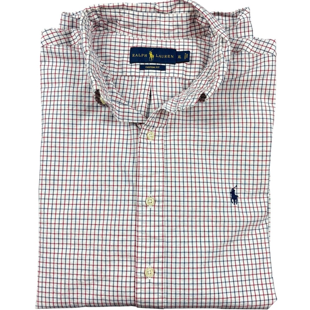 Ralph Lauren Mens XL Custom Fit Long Sleeve Check Button Down Shirt - Picture 1 of 9